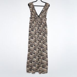 Miss Avenue Womens Maxi Dress Size Medium Blue Navy Brown Vacation Festival Boho